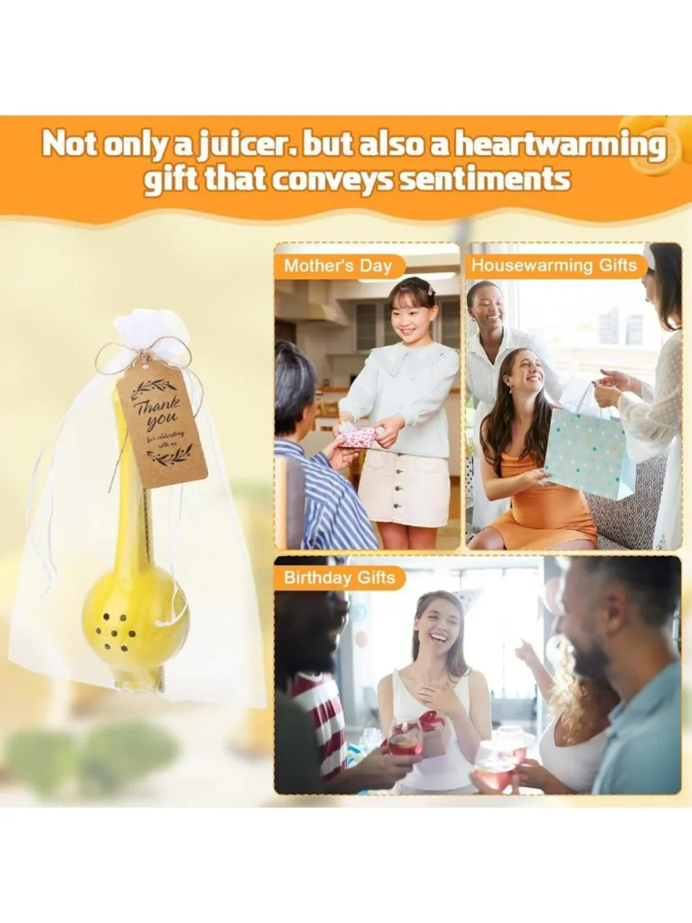 12-Piece Manual Lemon Squeezer Set - Citrus Juicer, Easy to Use, Bright Yellow